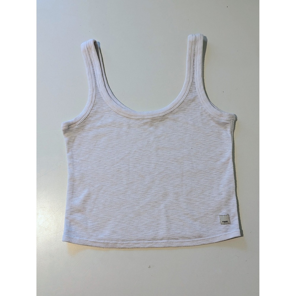Vuori Lux Rib Crop Tank White Scoop Neck Activewear Top VW1013 Size M